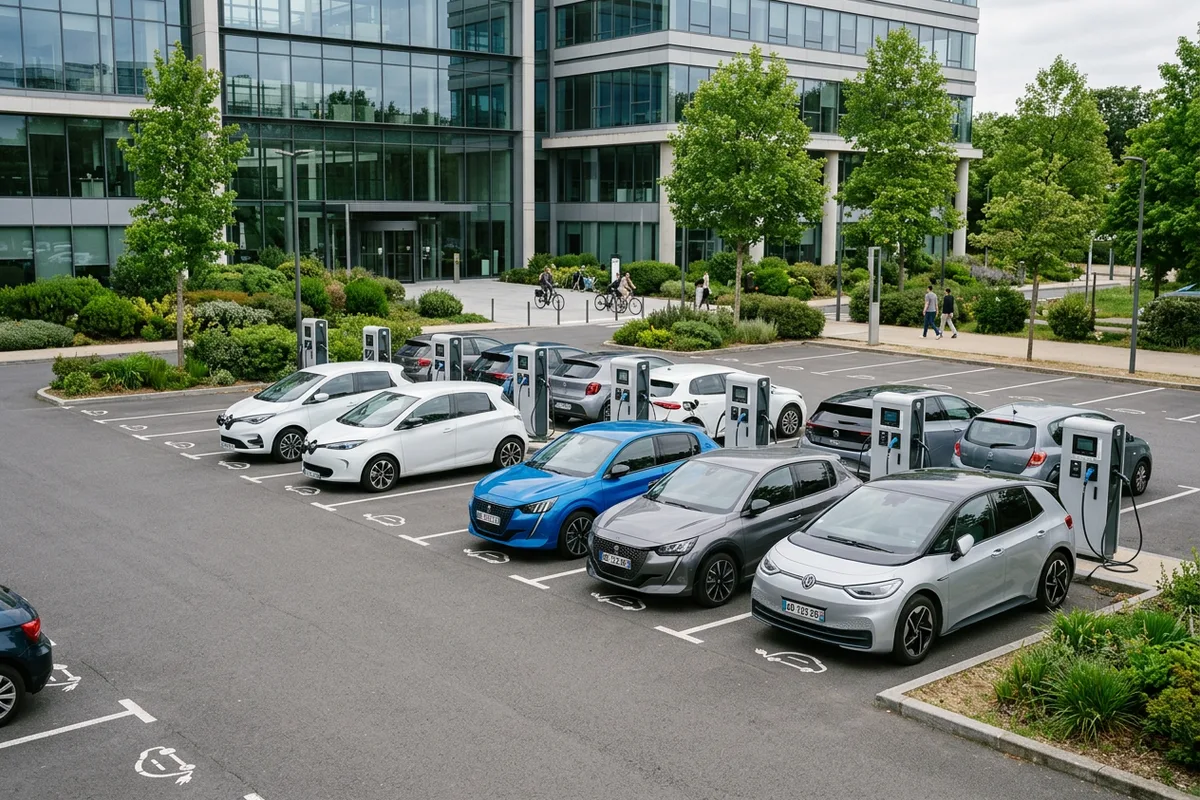 Installation borne de recharge pour flotte automobile sur parking d'entreprise à Saint-Molf